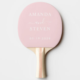 Raquete De Ping Pong Nomes de Casal Pink Whisper com Data de Casamento