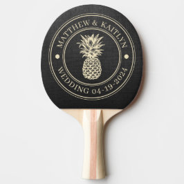 Raquete De Ping Pong Nomes de Casamento de Abacaxi de Tela Preta