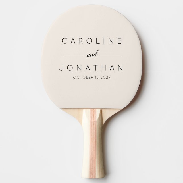 Raquete De Ping Pong Nomes de Casamento Personalizados Modernos Minimal (Frente)