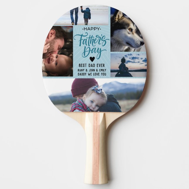 Raquete De Ping Pong Nomes Personalizados de Colagem de Fotos de Dia de (Frente)
