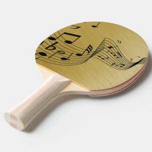 Raquete De Ping Pong Notas de Música Douradas