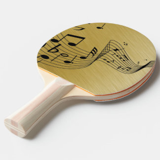 Raquete De Ping Pong Notas de Música Douradas