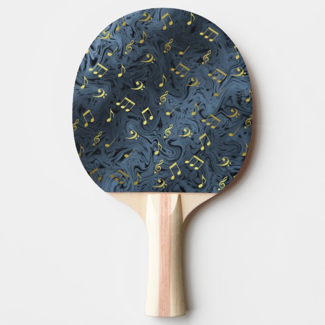 Raquete De Ping Pong notas musicais elegantes em ouro (Frente)