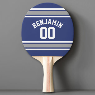 Raquete De Ping Pong Número de Nome Personalizado de Jersey Blue and Si