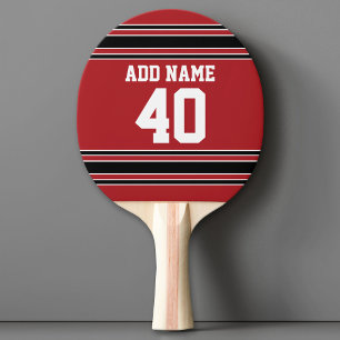 Raquete De Ping Pong Número de Nome Personalizado de Jersey Red and Bla