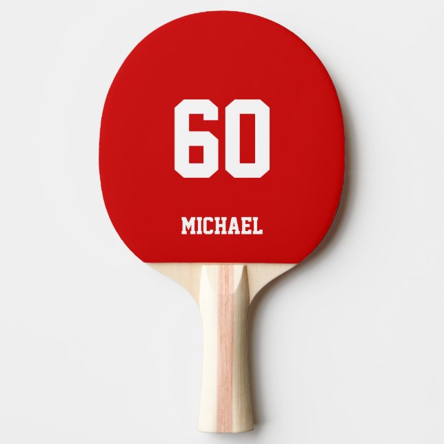 Raquete De Ping Pong Número de Nome Personalizado Vermelho (Frente)