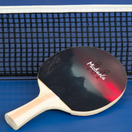 Raquete De Ping Pong Nuvens a arder, nevoeiro e monograma das montanhas