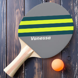 Raquete De Ping Pong Nuvens Retrô com Listras da Floresta com Nome