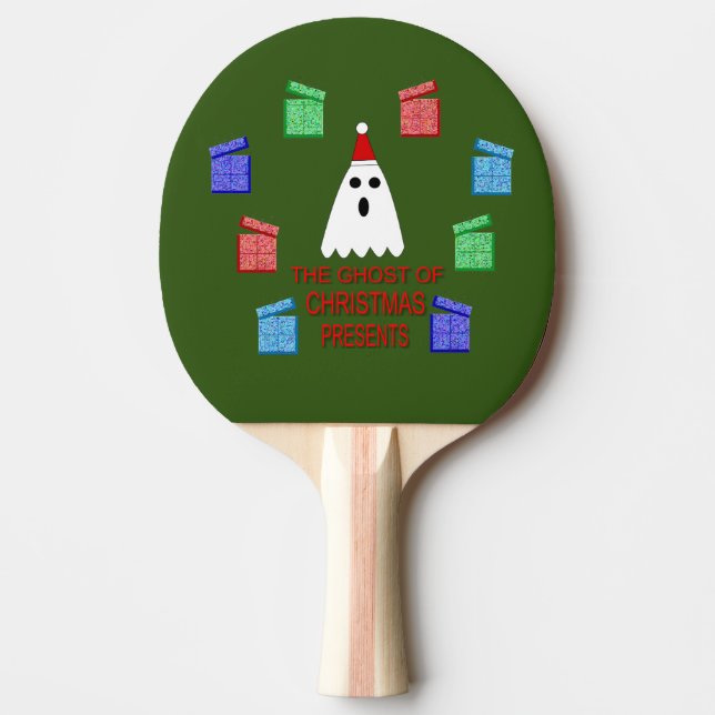 Raquete De Ping Pong O Fantasma do Natal Apresenta Engraçado (Frente)