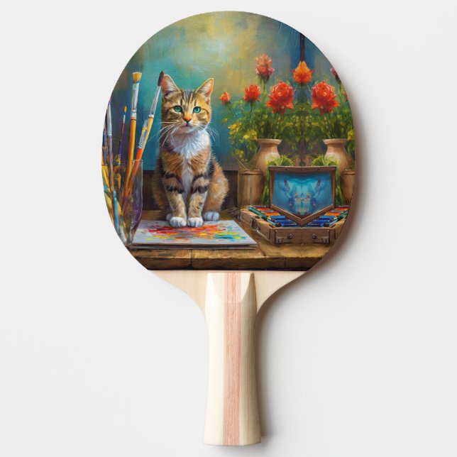 Raquete De Ping Pong O Gato Artístico (Frente)