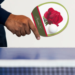 Raquete De Ping Pong O jogador elegante: pintura Rosa Vermelha