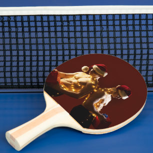 Raquete De Ping Pong O Natal de costas para trás dos homens sem camisa