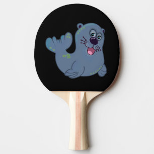 Raquete De Ping Pong O Selo Do Tecido No Caractere Do Logotipo Zazzle M