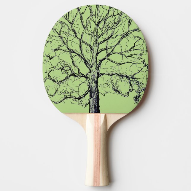 Raquete De Ping Pong O verde esboçou a pá da árvore (Frente)