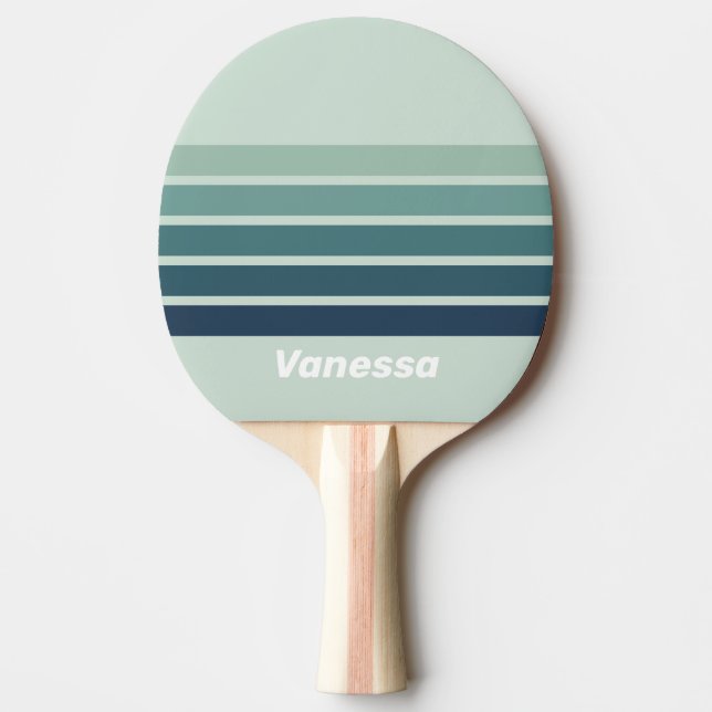 Raquete De Ping Pong Ocean Green Nostalgic Across Striping with Name (Frente)