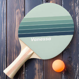 Raquete De Ping Pong Ocean Green Nostálgico Listrado com Nome