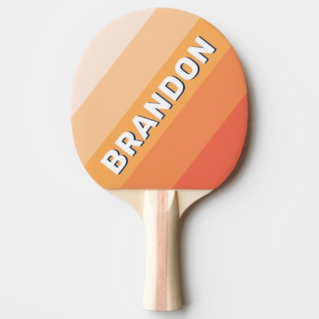 Raquete De Ping Pong Ocean Sun Fall Bold Stripes with Name (Frente)