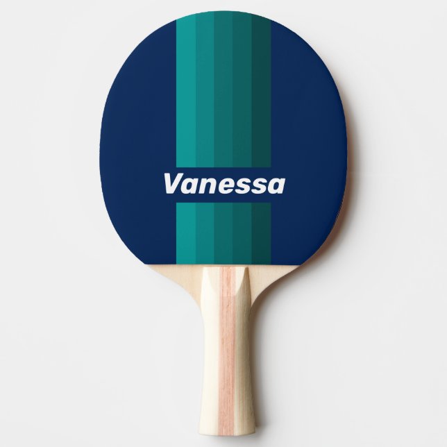 Raquete De Ping Pong Ocean Tide Pin Stripes with Name (Frente)