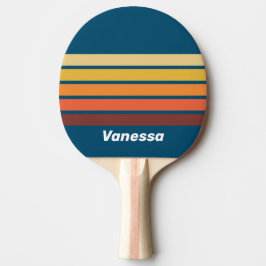Raquete De Ping Pong Ocean Vintage Vibe Across Striping with Name