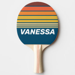 Raquete De Ping Pong Ocean Vintage Vibe Horizon Striping with Name