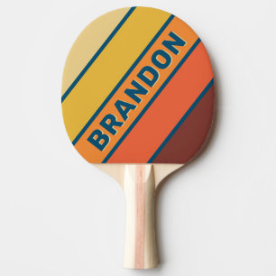 Raquete De Ping Pong Oceano Vibe Vintage Negrito Listrado com Nome