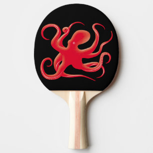 Raquete De Ping Pong Octopus de arte de vetor vermelho simples Silhouet
