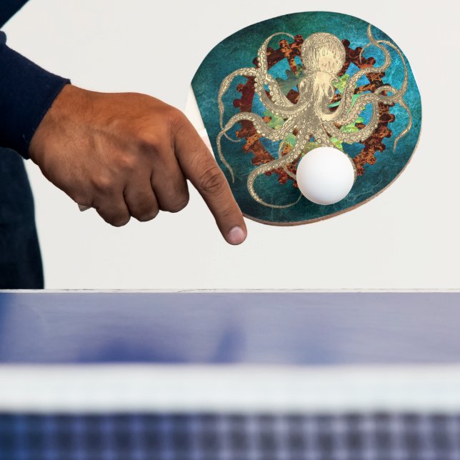 Raquete De Ping Pong Octopus Steampunk & Clocwork (Insitu)
