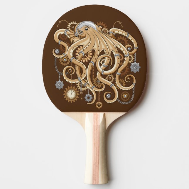 Raquete De Ping Pong Octopus Steampunk Surreal Style Machine (Frente)