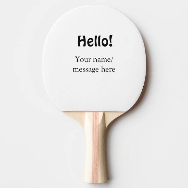 Raquete De Ping Pong Olá adicionar mensagem de nome simples item de neg (Frente)