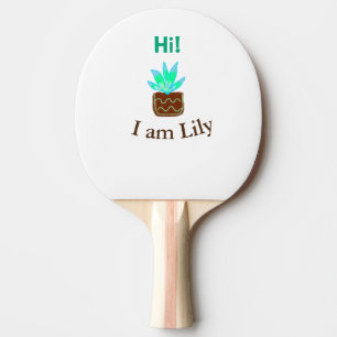 Raquete De Ping Pong Olá, sou Lily Cacto Suculto, adicione nome aquarel