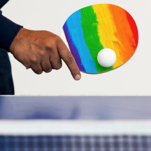 Raquete De Ping Pong Óleo tinta arco-íris cores Gay LGBT