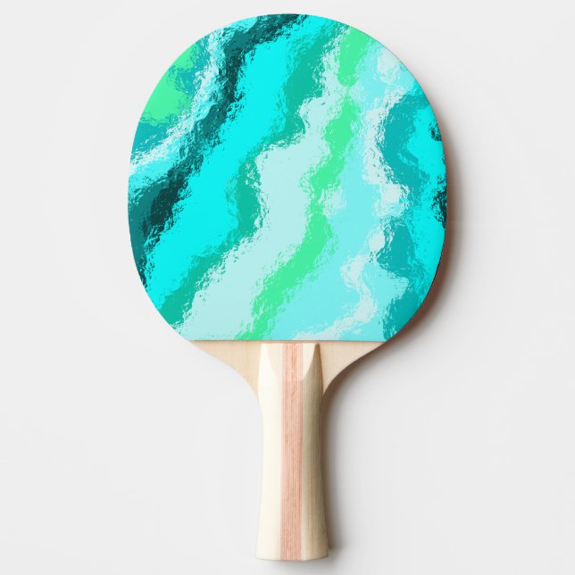 Raquete De Ping Pong Olhar Verde Azul Aqua Painterly (Frente)