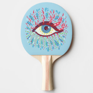 Raquete De Ping Pong Olho psicadélico azul estranho abstrato