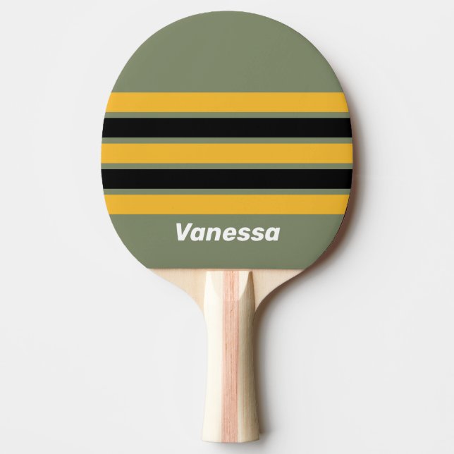 Raquete De Ping Pong Olive Nightlight Across Striping with Name (Frente)