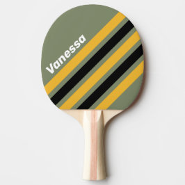 Raquete De Ping Pong Olive Nightlight Angled Striping with Name