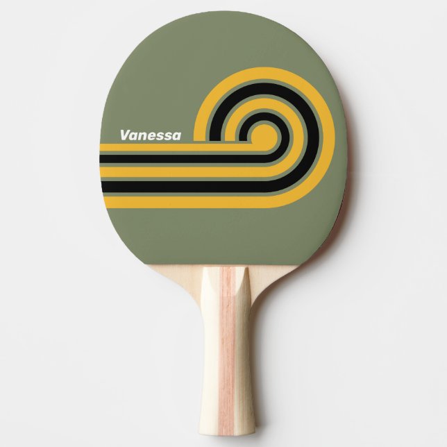 Raquete De Ping Pong Olive Nightlight Curl Listras com Nome (Frente)