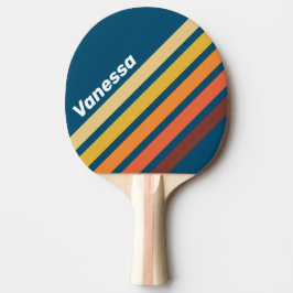 Raquete De Ping Pong Onda Vintage Vibe Faixas Anguladas com Nome