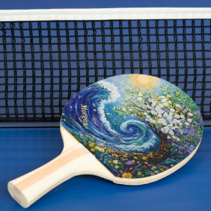 Raquete De Ping Pong Onda Whimsic Ocean Impressionismo