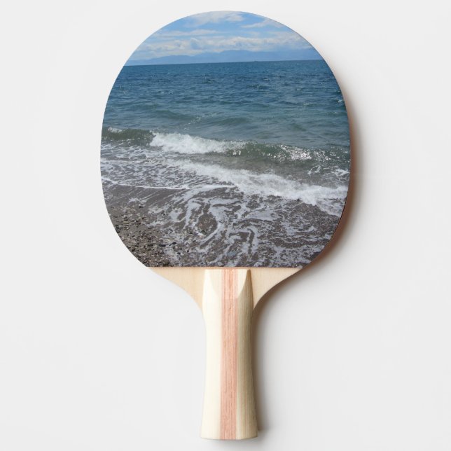 Raquete De Ping Pong Ondas de areia e oceano (Frente)