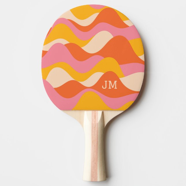 Raquete De Ping Pong Ondas de tempestade em estilo retrô (Frente)