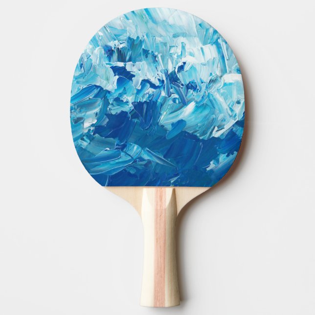 Raquete De Ping Pong Ondas de Tinta Azul abstrato (Frente)