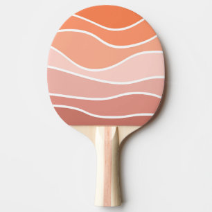 Raquete De Ping Pong Ondas do estilo retrô cor-de-rosa e laranja