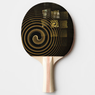 Raquete De Ping Pong Ondas Douradas Hipnóticas Arte Moderna Abstrata