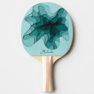 Raquete De Ping Pong Ondas Turquesa Modernas Personalizadas