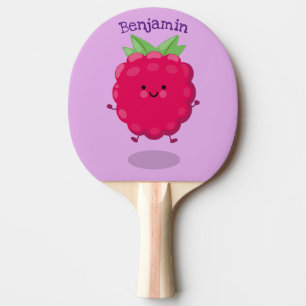 Raquete De Ping Pong Óptica de desenho animado de framboesa feliz