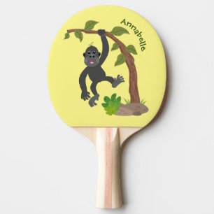 Raquete De Ping Pong Óptica de desenho animado de gorila de bebê feliz