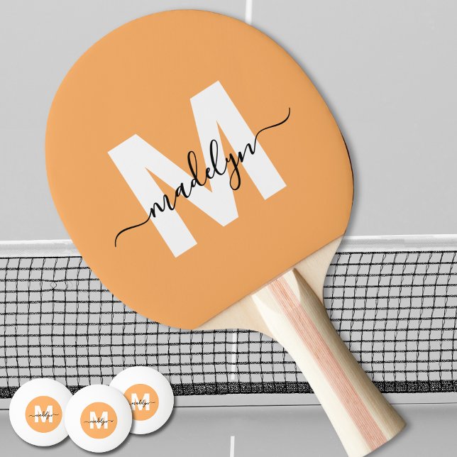 Raquete De Ping Pong Orange Monogram (Orange Monogram Ping Pong Paddle)