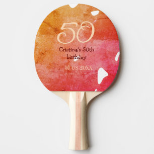 Raquete De Ping Pong Orange red 50 aniversário adicione nome data p