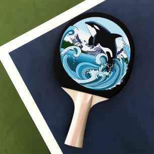 Raquete De Ping Pong Orca Majestosa Baleia Assassina Ondas Azuis Oceano