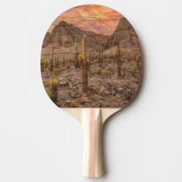 Raquete De Ping Pong Organ Pipe Cactus On Wood Grain Sunset Photo
